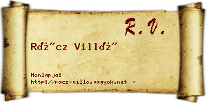 Rácz Villő névjegykártya